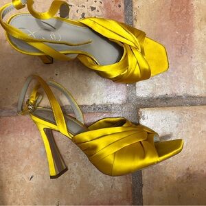 Elegant Yellow Satin Women's Heels